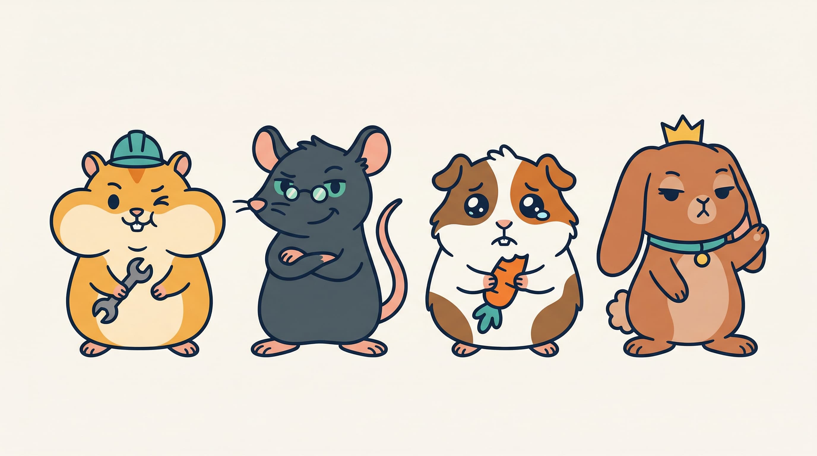 Mochi, Pepper, Biscuit, and Cinnamon — The Cage Chronicles